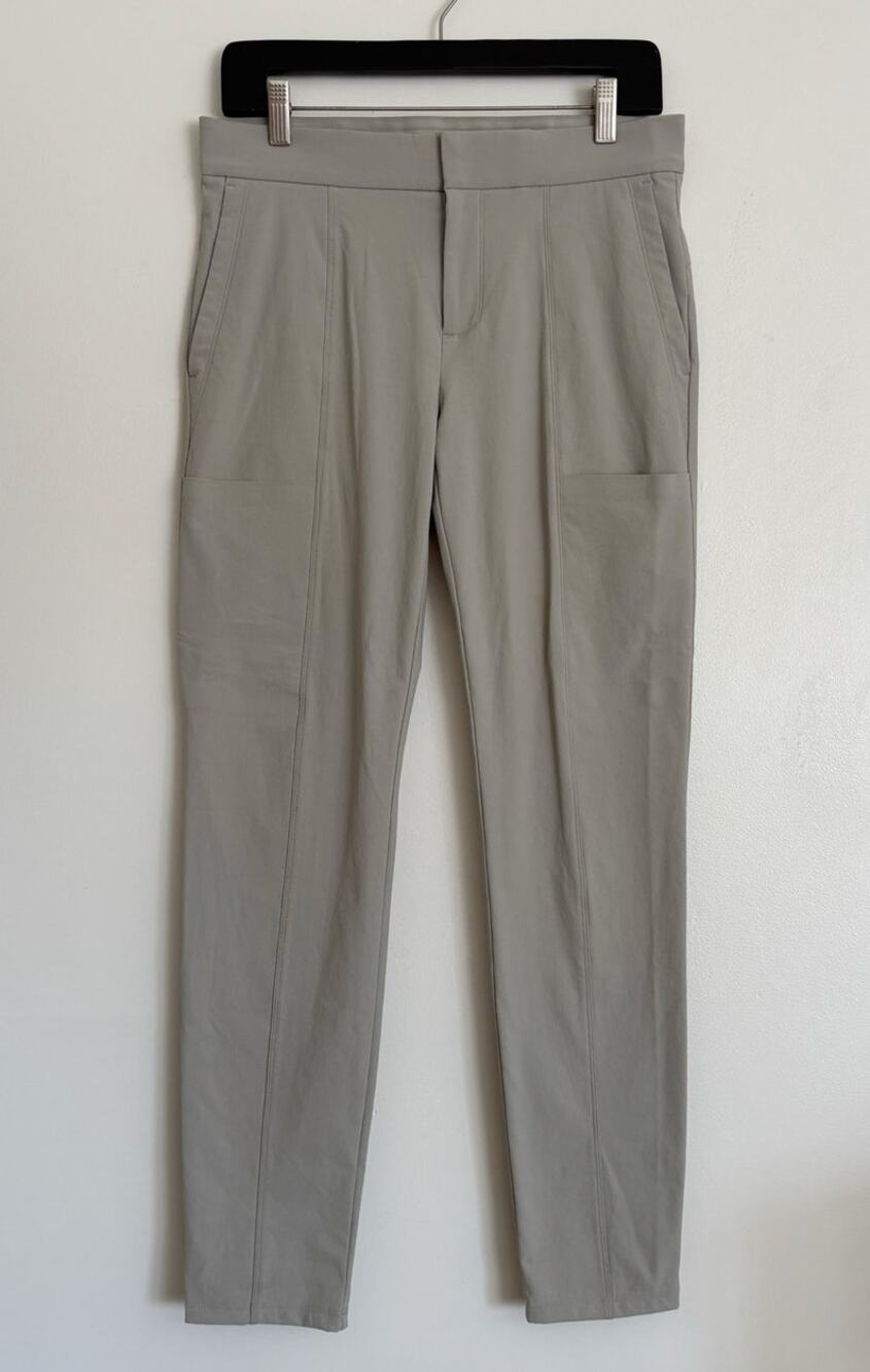 Light Gray Beige Athleta Mid Rise Wander Stash Skinny Pant 4